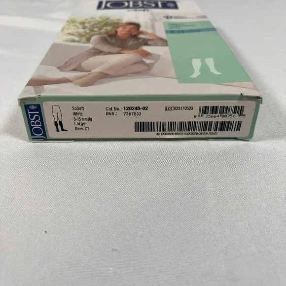 Jobst So Soft Womens Compression Socks Knee CT Large White 8-15 mmHg. - Picture 2 of 4